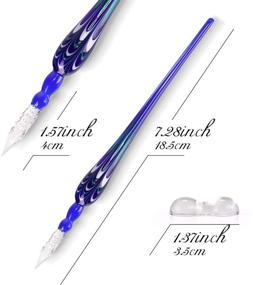 img 3 attached to 🖋️ Набор ручек Aokuy Glass Dip Pen: элегантная стеклянная подписная ручка для искусства, письма и подписей - отличное украшение и корпоративный подарок в синем цвете