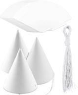 🎉 weoxpr 40 pieces white party paper cone hats - diy fun birthday party hat cones for kids, adults, art craft - party supplies logo