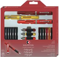 ✒️ sheaffer calligraphy maxi kit: 3 viewpoint fountain pens, 3 nib grades, ink cartridges assortment, tracing pad (73404) logo