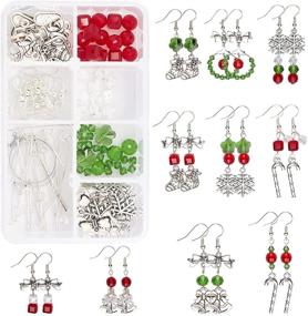 img 4 attached to 🎄 SUNNYCLUE 1 Box DIY 10 Pairs Christmas Electroplate Glass Beads Dangle Earring Making Kits with Snowflake Bowknot, Christmas Sock, and Candy Pendants Charms, Including Earring Hooks for DIY Jewelry Making of Xmas Earrings