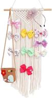 habbi macrame hair bow holder girl clip bow organizer wall decor hanging hair clips hanger for baby girls room logo