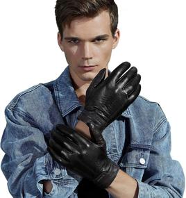 img 3 attached to FIORETTO Genuine Leather Gloves Touchscreen Men's Accessories for Gloves & Mittens