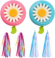 wents kids bike accessories set: sunflower shaped bike bell 🌻 and handlebar tassel streamers – ideal for boys and girls (pink, blue) logo