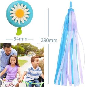 img 3 attached to WENTS Kids Bike Accessories Set: Sunflower Shaped Bike Bell 🌻 and Handlebar Tassel Streamers – Ideal for Boys and Girls (Pink, Blue)