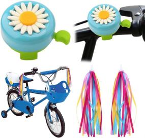 img 2 attached to WENTS Kids Bike Accessories Set: Sunflower Shaped Bike Bell 🌻 and Handlebar Tassel Streamers – Ideal for Boys and Girls (Pink, Blue)