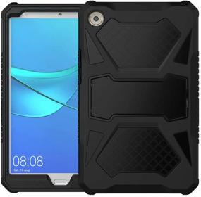 img 4 attached to 📱 Foluu Huawei MediaPad M5 8.4 Case - Heavy Duty Shockproof Cover with Kickstand - Full-Body Protection - Silicone+Hard PC Bumper - Compatible with Huawei M5 8 8.4 Inch 2018 - Black