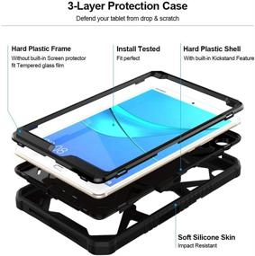 img 2 attached to 📱 Foluu Huawei MediaPad M5 8.4 Case - Heavy Duty Shockproof Cover with Kickstand - Full-Body Protection - Silicone+Hard PC Bumper - Compatible with Huawei M5 8 8.4 Inch 2018 - Black