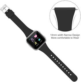 img 2 attached to 💪 Ремешки Funeng совместимые с Fitbit Versa - мягкие узкие силиконовые ремешки для женщин и мужчин, тонкая замена смарт-часовой смарт-браслет для Versa/Versa 2/Versa Lite/Versa SE (маленькие, черные)