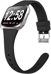 img 4 attached to 💪 Ремешки Funeng совместимые с Fitbit Versa - мягкие узкие силиконовые ремешки для женщин и мужчин, тонкая замена смарт-часовой смарт-браслет для Versa/Versa 2/Versa Lite/Versa SE (маленькие, черные)