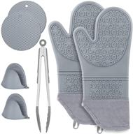 🧤 kaqinu silicone oven mitts baking set: heat resistant non-slip gloves with quilted liner, hot pads, potholders, tongs, and mini oven gloves for kitchen cooking logo