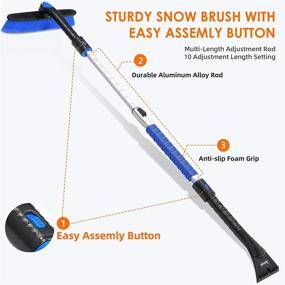 img 3 attached to AstroAI Ice Scraper and Extendable Snow Brush (47.2&#34;) for Car Windshield, Foam 🚗 Grip and 360° Pivoting Brush Head - Ideal for Christmas, Car, Auto, Truck, SUV (Blue)