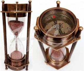 img 4 attached to 🧭⏳ Antique Maritime Brass Compass with 5-inch Decorative Sand Timer Hourglass