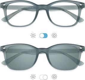 img 1 attached to 👓 Blue Light Blocker Glasses for Women/Men - Anti Eyestrain, Photochromic Gray Sunglasses, Computer Reading Glasses