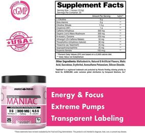 img 3 attached to 🏋️ Maniac Pre Workout Powder by Anabolic Warfare – Energizing Fruit Punch Mix with Caffeine, Beta Alanine, Lions Mane Mushroom, L Citrulline Powder and Creatine - Boost Focus & Energy for Enhanced Workouts (25 Servings)