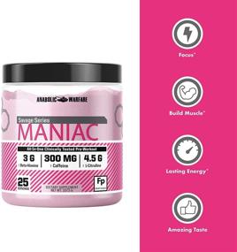 img 1 attached to 🏋️ Maniac Pre Workout Powder by Anabolic Warfare – Energizing Fruit Punch Mix with Caffeine, Beta Alanine, Lions Mane Mushroom, L Citrulline Powder and Creatine - Boost Focus & Energy for Enhanced Workouts (25 Servings)