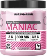 🏋️ maniac pre workout powder by anabolic warfare – energizing fruit punch mix with caffeine, beta alanine, lions mane mushroom, l citrulline powder and creatine - boost focus & energy for enhanced workouts (25 servings) logo