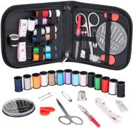complete sewing kit for travelers: 60 pcs emergency diy sewing supplies organizer with scissors, needles, tape measure, thread, thimble, and more (black) logo