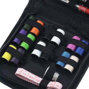 img 2 attached to Complete Sewing Kit for Travelers: 60 PCS Emergency DIY Sewing Supplies Organizer with Scissors, Needles, Tape Measure, Thread, Thimble, and More (Black)