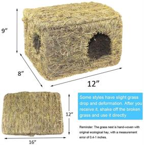 img 3 attached to 🏡 Premium Grass House for Rabbit - Hand-Woven Seagrass Hay Hut for Cozy Hideaway, Foldable Rabbit Toy for Bunny, Guinea Pigs & Small Animals