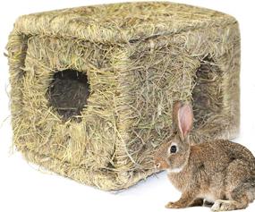 img 4 attached to 🏡 Premium Grass House for Rabbit - Hand-Woven Seagrass Hay Hut for Cozy Hideaway, Foldable Rabbit Toy for Bunny, Guinea Pigs & Small Animals