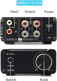 img 1 attached to 🔊 Мощный и стильный усилитель SMSL SA50 50Wx2 класса D TDA7492 + адаптер питания (черный)