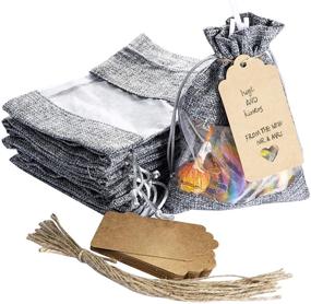 img 4 attached to 🎁 Versatile 20 PCS Gift Bags: Burlap, Linen, Organza with Drawstring - Ideal for Wedding Favors, Cosmetics, and More! (Gray)