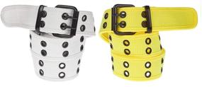 img 1 attached to 👧 Colorful Canvas Belts for Kids: 2 Pack with Two-Hole Design