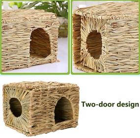 img 2 attached to Tfwadmx Rabbit Grass House 2PCS: Natural Hand Woven Seagrass Play Hay Bed & Hideaway Hut Toy for Bunny Hamster Guinea Pig Chinchilla Ferret - Extra Large