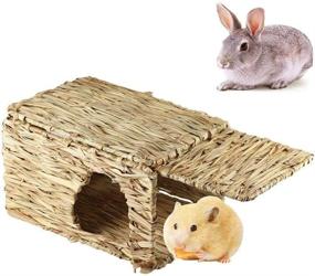 img 1 attached to Tfwadmx Rabbit Grass House 2PCS: Natural Hand Woven Seagrass Play Hay Bed & Hideaway Hut Toy for Bunny Hamster Guinea Pig Chinchilla Ferret - Extra Large