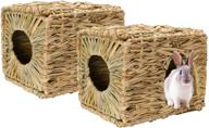 tfwadmx rabbit grass house 2pcs: natural hand woven seagrass play hay bed & hideaway hut toy for bunny hamster guinea pig chinchilla ferret - extra large logo