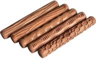 🏺 wingoffly clay pottery tools: 4.7-inch wooden hand rollers set for clay stamping and pattern rolling (5pcs) logo