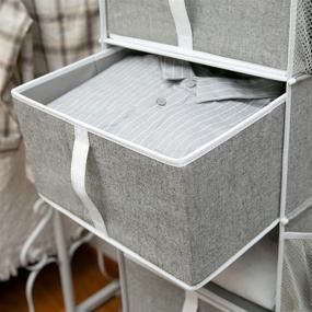 img 2 attached to 🗄️ Light Gray Canvas 6-Shelf Hanging Closet Shelves with 3 Drawers - StorageWorks Organizer, 13.6”W x 12.2”D x 42.5”H