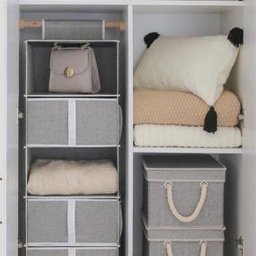 img 3 attached to 🗄️ Light Gray Canvas 6-Shelf Hanging Closet Shelves with 3 Drawers - StorageWorks Organizer, 13.6”W x 12.2”D x 42.5”H