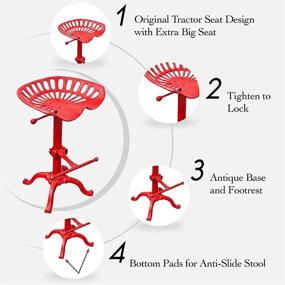 img 2 attached to Comfort meets functionality: NACH JS-93-800R Adjustable Tractor Seat Stool in Vibrant Red