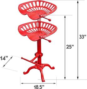 img 3 attached to Comfort meets functionality: NACH JS-93-800R Adjustable Tractor Seat Stool in Vibrant Red