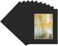 pack of 10 acid-free black pre-cut 8x10 picture mats with white core, bevel cut frame mattes - ideal for 5x7 photos by golden state art logo