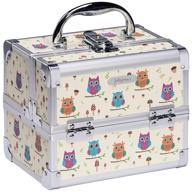 🦉 joligrace owl silver makeup train case: small jewelry box for girls kids with mirror, lock & cosmetic storage trays logo