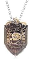 🔒 fnaf security badge metal pin and pendant necklace set - freddy fazbear, chika, bonnie, five nights at freddy cosplay accessories, security pins and badges, 5 nights at freddy's metal badge costume - fnaf collection costume logo