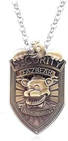 img 4 attached to 🔒 FNAF Security Badge Metal Pin and Pendant Necklace Set - Freddy Fazbear, Chika, Bonnie, Five Nights at Freddy Cosplay Accessories, Security Pins and Badges, 5 Nights at Freddy's Metal Badge Costume - FNAF Collection Costume