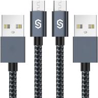 🔌 синхрокабель syncwire micro usb для зарядки android - 2 штуки по 3,3 фута из прочного текстильного плетения для быстрой синхронизации и зарядки устройств samsung, htc, nexus, lg, xbox one, ps4, смартфонов и др. - цвет space gray логотип