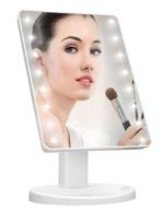enhanced beauty: lighted vanity makeup mirror with led lights, 180-degree rotation, adjustable brightness, dual power supply - white logo