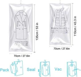 img 1 attached to 🌬️ Glorystage 6 Hanging Vacuum Storage Bags for Clothes - Jumbo & Large, Space Saver Seal Bags for Coats - Clear Garment Protectors for Closet Wardrobes, Compatible with All Vacuum Cleaners - 53"x27.6" & 43.3"x27.6