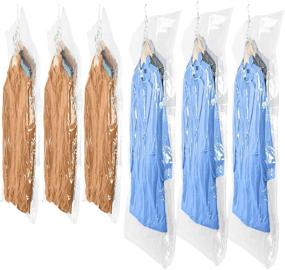 img 4 attached to 🌬️ Glorystage 6 Hanging Vacuum Storage Bags for Clothes - Jumbo & Large, Space Saver Seal Bags for Coats - Clear Garment Protectors for Closet Wardrobes, Compatible with All Vacuum Cleaners - 53"x27.6" & 43.3"x27.6