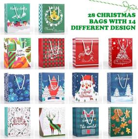 img 3 attached to 🎁 Рождественские сумки для подарков - набор из 84 шт. с 28 сумками, ярлыками и бумагой для упаковки - 4 размера, 14 уникальных дизайнов - отлично подходят для упаковки подарков