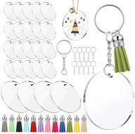 🔮 jazipo acrylic transparent circle discs: 20pcs 2 inch round blanks for diy keychains + 4pcs 3 inch discs with hole & tassel pendant – ideal for diy crafts (total 74 pack) logo