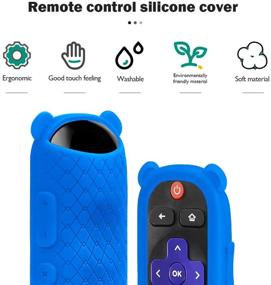 img 2 attached to 📺 Blue Silicone 2 Pack Protective Remote Case Cover for TCL Roku TV RC280 Remote - Shockproof, Cute Ear Shape Design, Anti Slip Skin