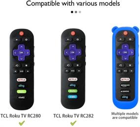 img 3 attached to 📺 Blue Silicone 2 Pack Protective Remote Case Cover for TCL Roku TV RC280 Remote - Shockproof, Cute Ear Shape Design, Anti Slip Skin