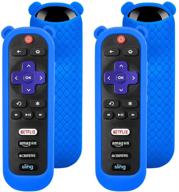 📺 blue silicone 2 pack protective remote case cover for tcl roku tv rc280 remote - shockproof, cute ear shape design, anti slip skin logo