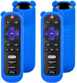 img 4 attached to 📺 Blue Silicone 2 Pack Protective Remote Case Cover for TCL Roku TV RC280 Remote - Shockproof, Cute Ear Shape Design, Anti Slip Skin