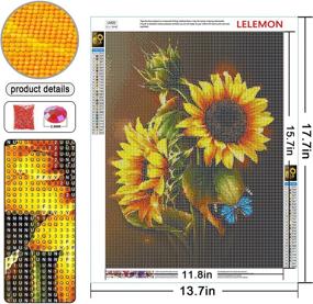 img 2 attached to 🌻 Набор для диамантовой живописи LELEMON с подсолнухами: 5D DIY полное бриллиантовое искусство с бабочками для начинающих - 12×16 дюймов летний цветочный декор для дома